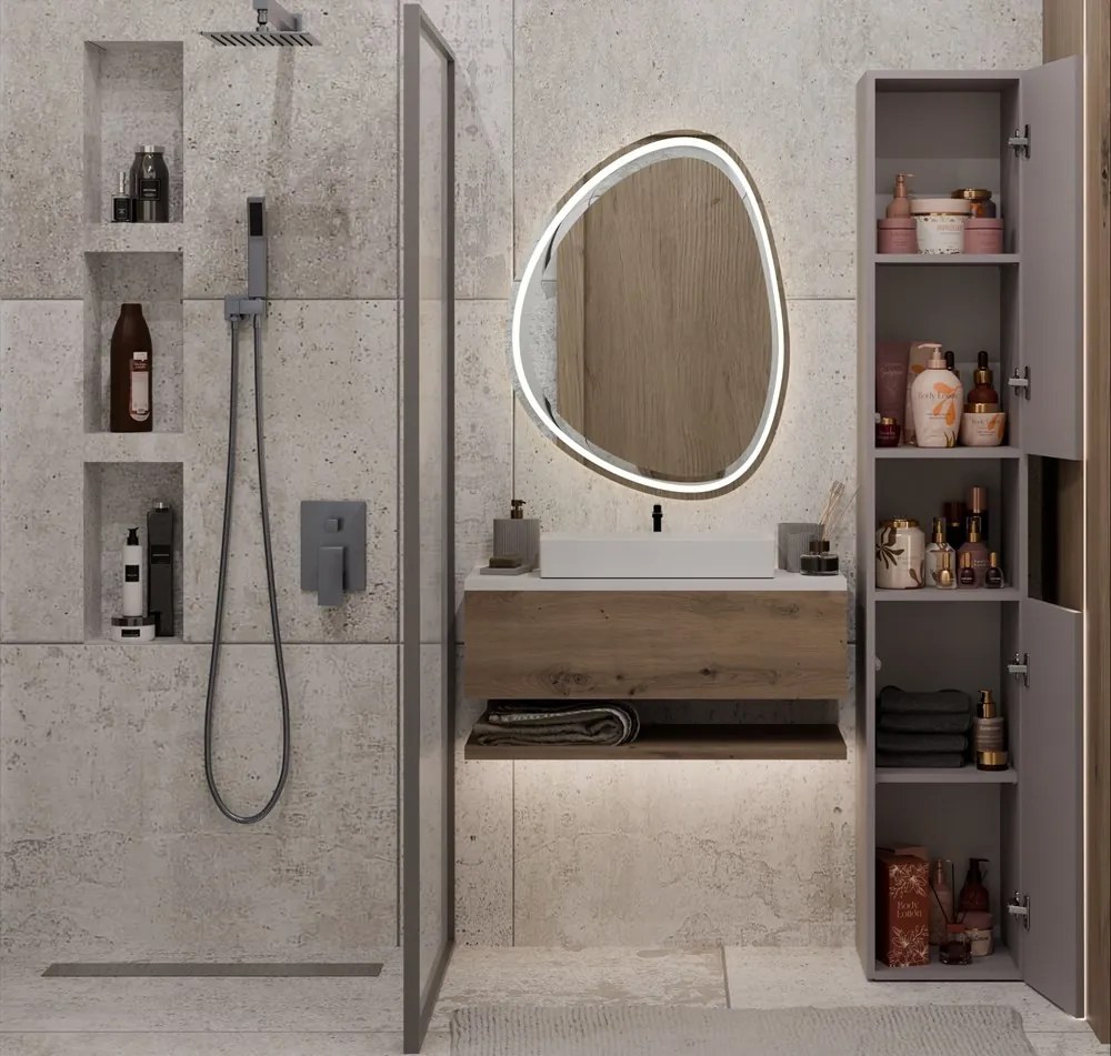 Faenza Nel I fürdőszoba szekrény, 30x31x174 cm, agyag színű