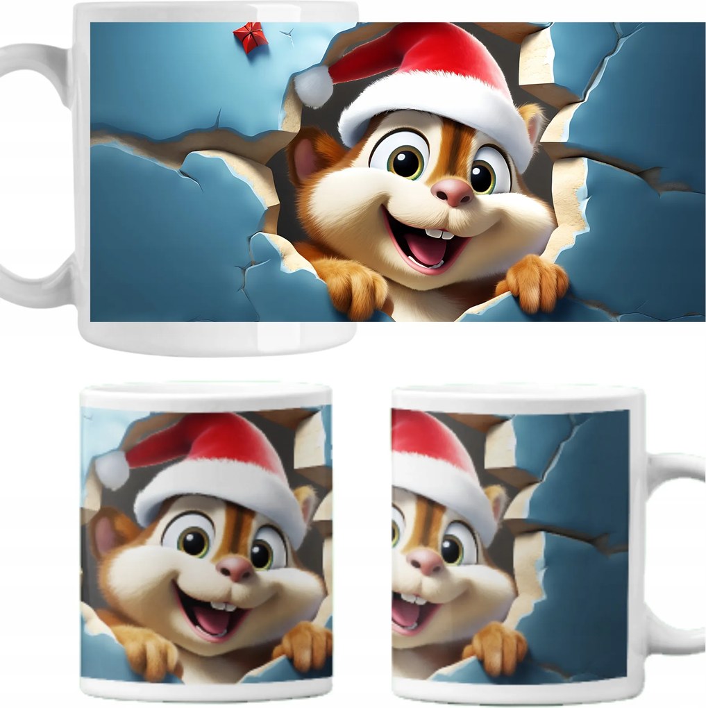 Karácsonyi mintás bögre Mókus Mikulás ajándék 330ml