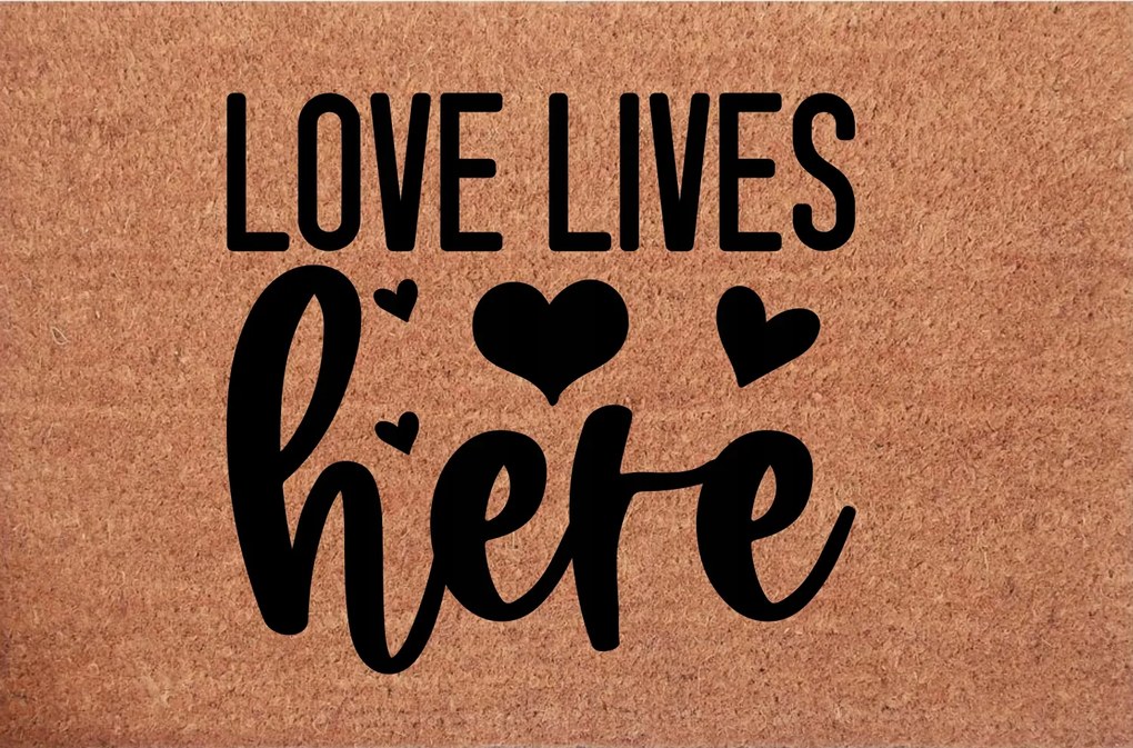 Valentin napi Lábtörlő Love Lives Here ajtóhoz
