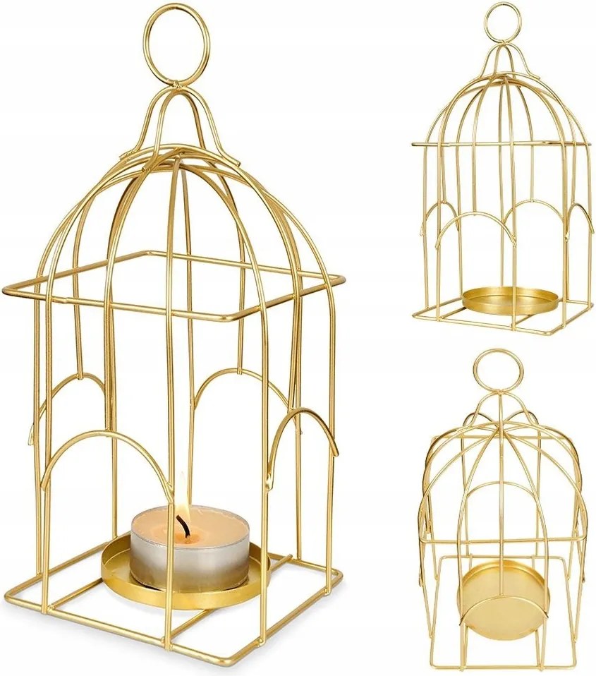 Gyertyatartó Fém Arany Gyertyatartó Tealight Lampion Lámpás