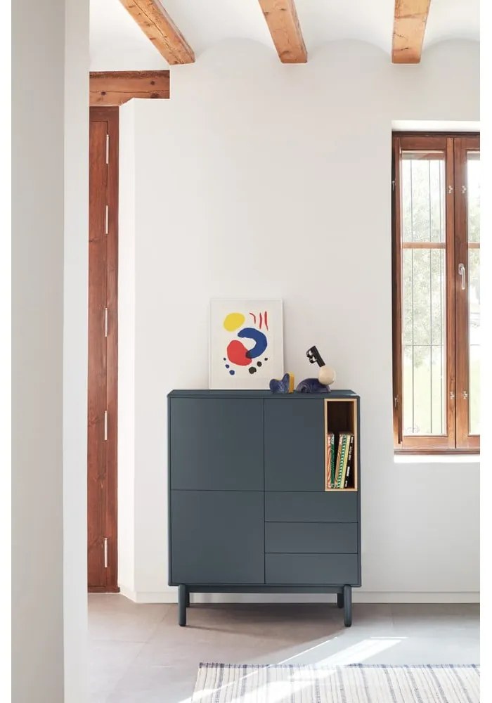 Sötétszürke magas komód 100x120 cm Corvo - Teulat
