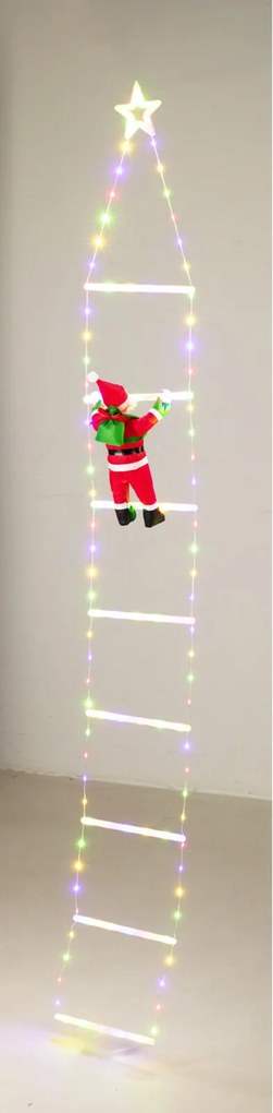 Karácsonyi Led Dekoráció Mikulás Létrán 200 X 26 X 4 CM 124 Led IP44