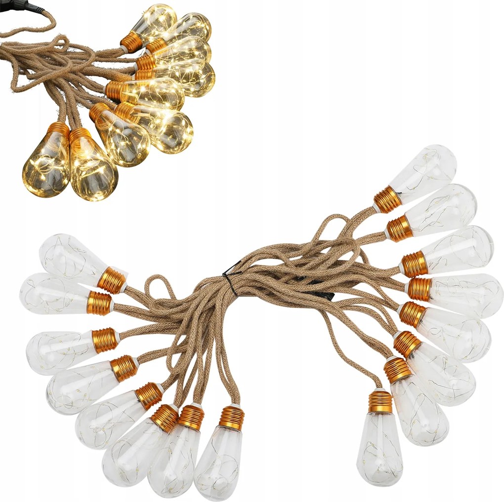 Napelemes kerti girland Led lánc 7.8M+ 16 Led