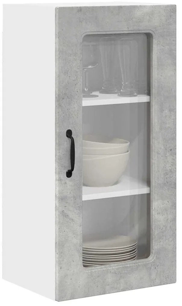 Fali konyhaszekrény 2 pcs Beton Szürke 40 x 31 x 80 cm Faanyag