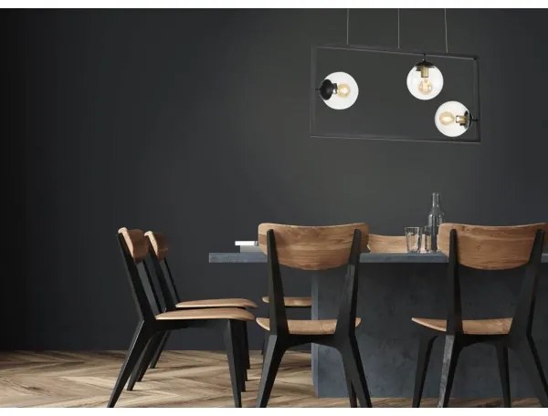 Klausen 103002 - Csillár zsinóron REY 3xE27/7W/230V fekete