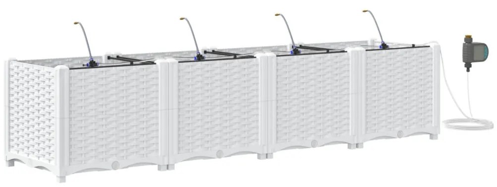 Kerti ültetők Fehér 160 x 40 x 37.5 cm Acél