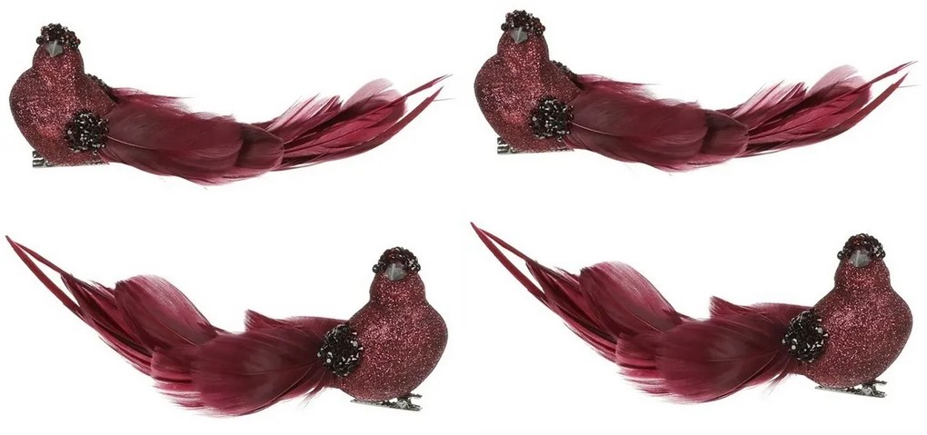 Madárkészlet klipszel, lila, 4 db