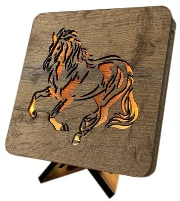 Li-Go 4070/DUB2 - LED asztali dekoráció LED/12W/230V 19x19 cm tölgy/ló