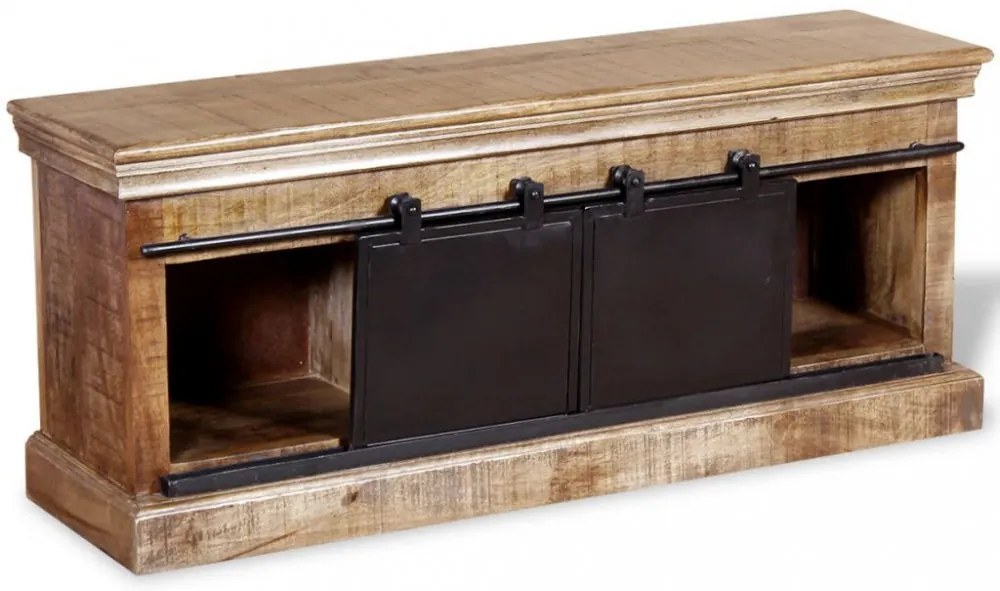 Tömör mangófa TV-szekrény 2 tolóajtóval 100x30x45 cm