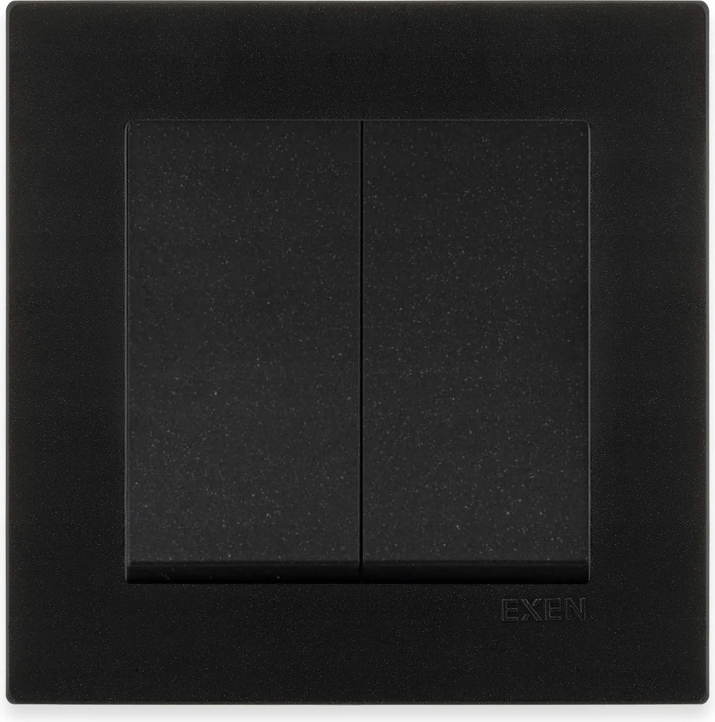 Exen Dupla gomb 1 irányban fekete keret fekete Met.