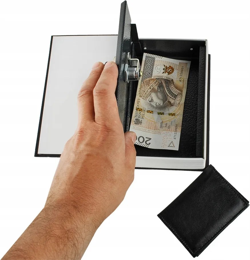 Könyv alakú biztonsági doboz, 18 x 11,5 x 5,6 cm, fekete