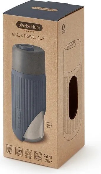 Sötétszürke üveg utazóbögre 340 ml – Black + Blum