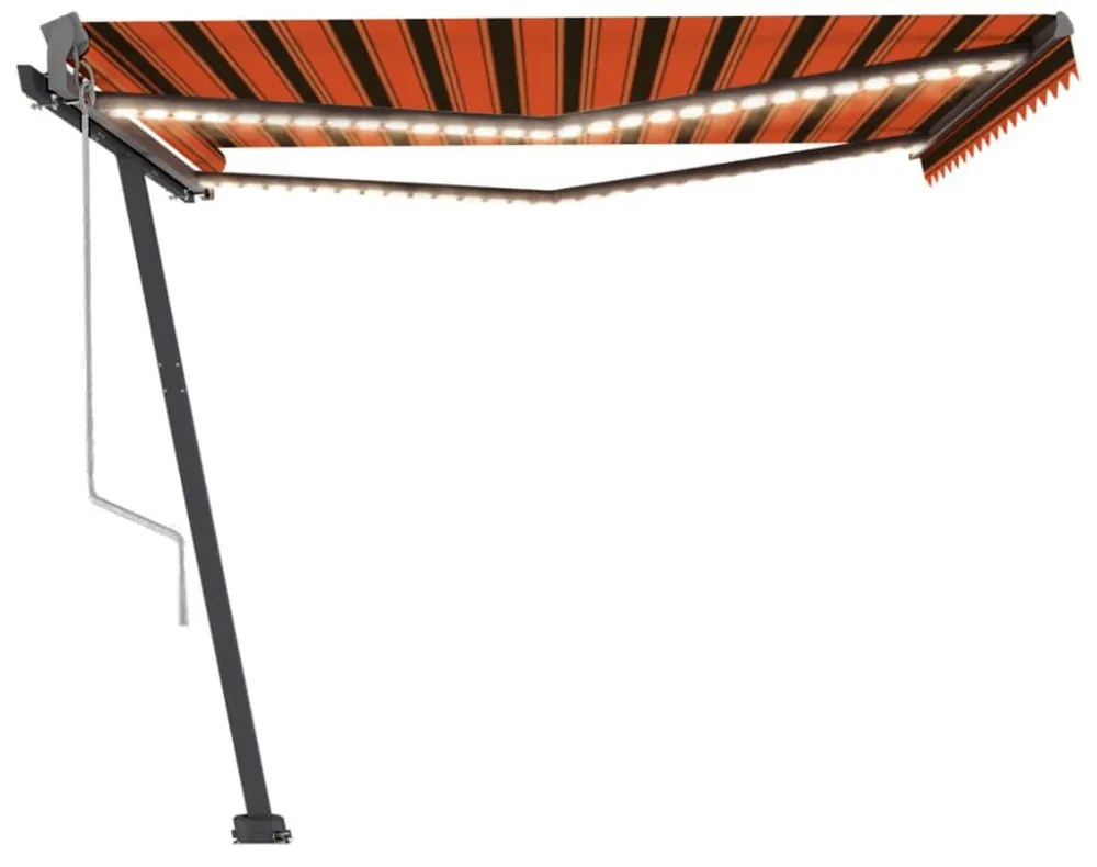 narancssárga-barna szélérzékelős és LED-es napellenző 450x300cm