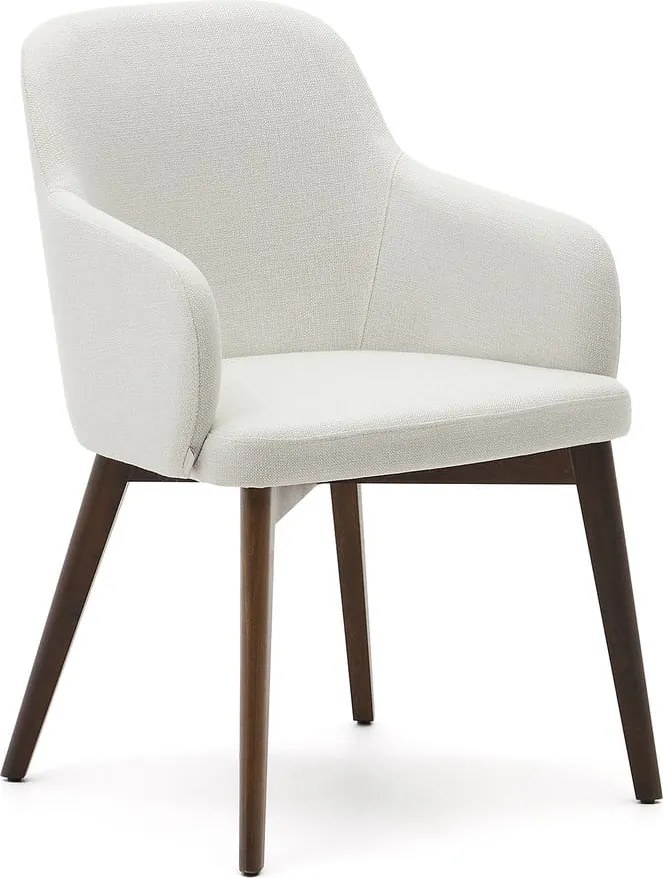 Krémszínű kárpitozott karfás étkezőfotel Nelida – Kave Home