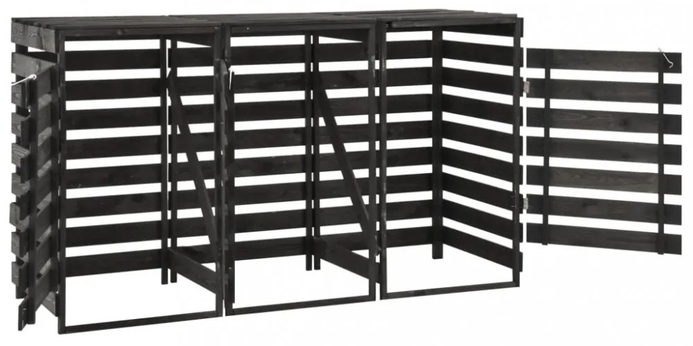festett tömör fenyőfa tripla kerekeskuka-tároló 210x75x121 cm