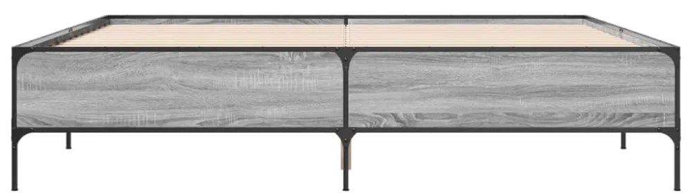 szürke sonoma szerelt fa és fém ágykeret 200 x 200 cm