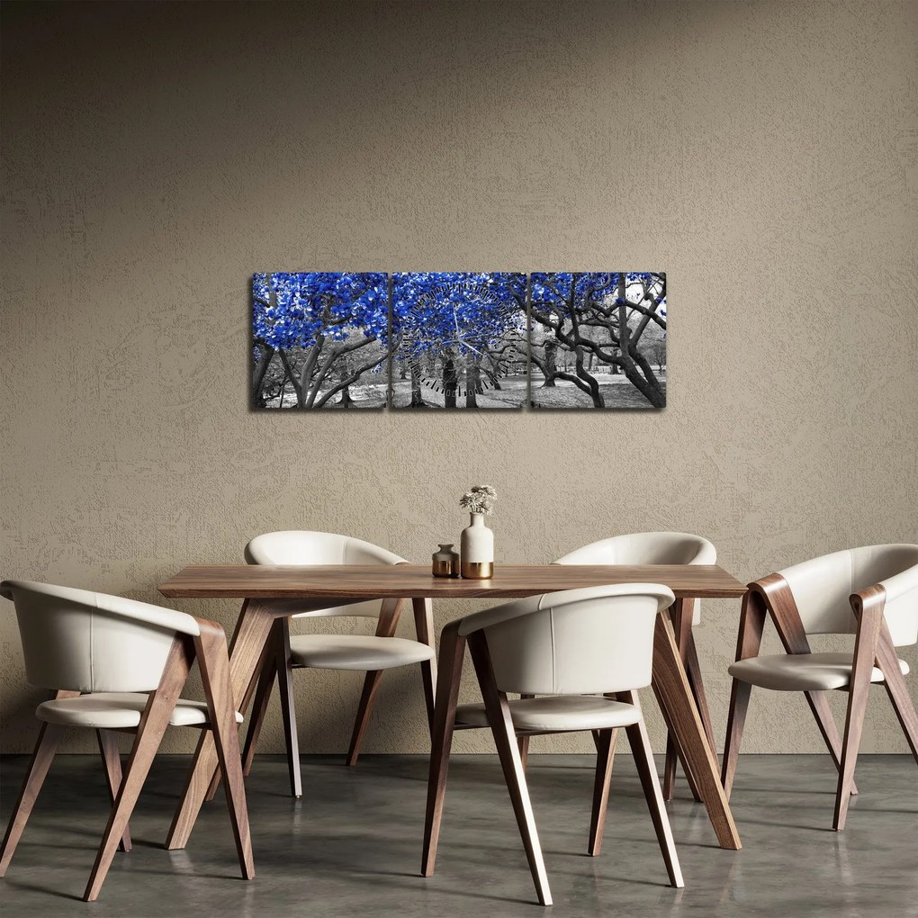 Kép - Kék fák, Central Park, New York (órával) (90x30 cm)