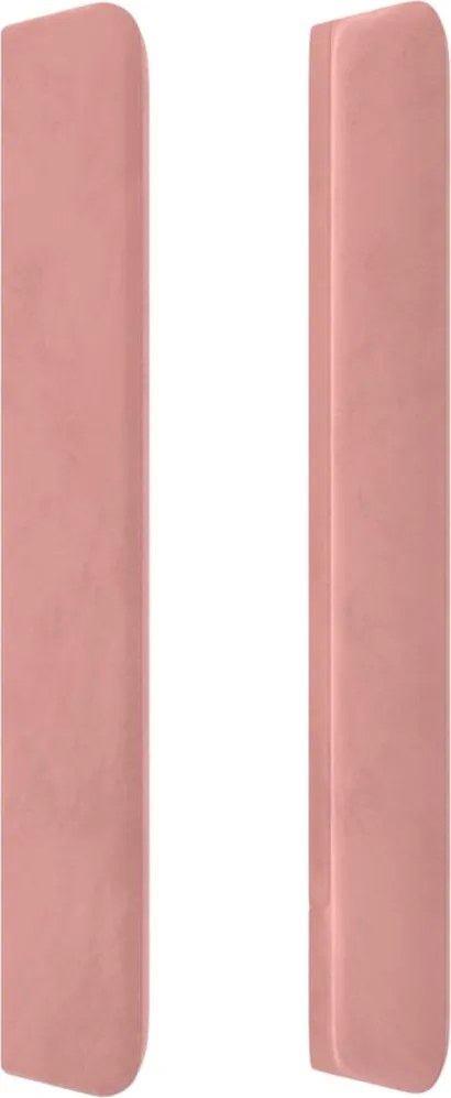 rózsaszín bársony fejtámla szárnyakkal 83x16x118/128 cm