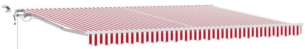 Automata Behúzható Napellenző LED-del, Piros és Fehér Csíkos 450x300 cm