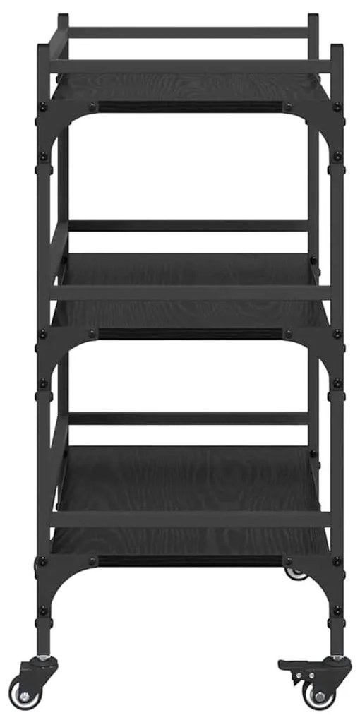 vidaXL Konyhai kocsi Fekete tölgy 50 x 35 x 75.5 cm Faanyag