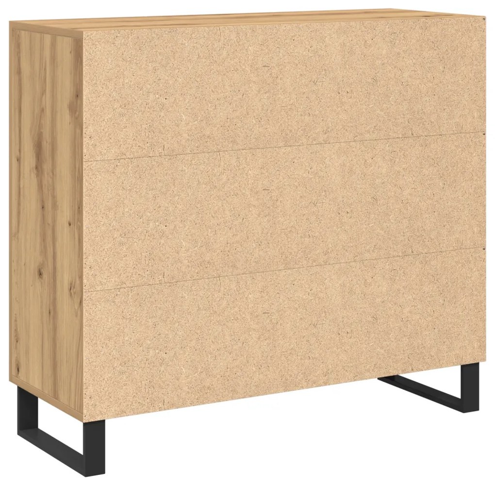 3 ajtós oldalszekrény Kézműves tölgy 90x34x80 cm Műszaki fa
