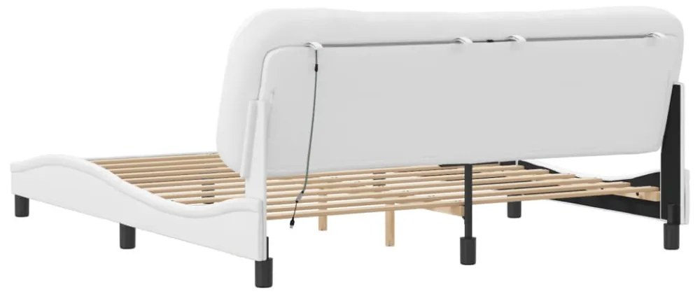 fehér ágykeret LED-ekkel matrac nélkül Hvar 180 x 200 cm