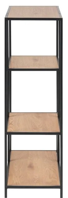 Fekete-natúr színű könyvespolc tölgyfa dekorral 77x114 cm Seaford – Actona