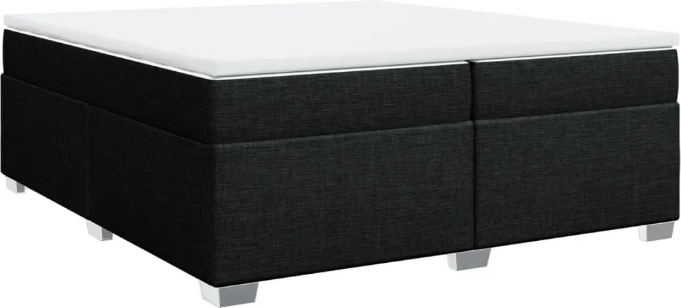 vidaXL fekete szövet rugós ágy matraccal 200 x 200 cm