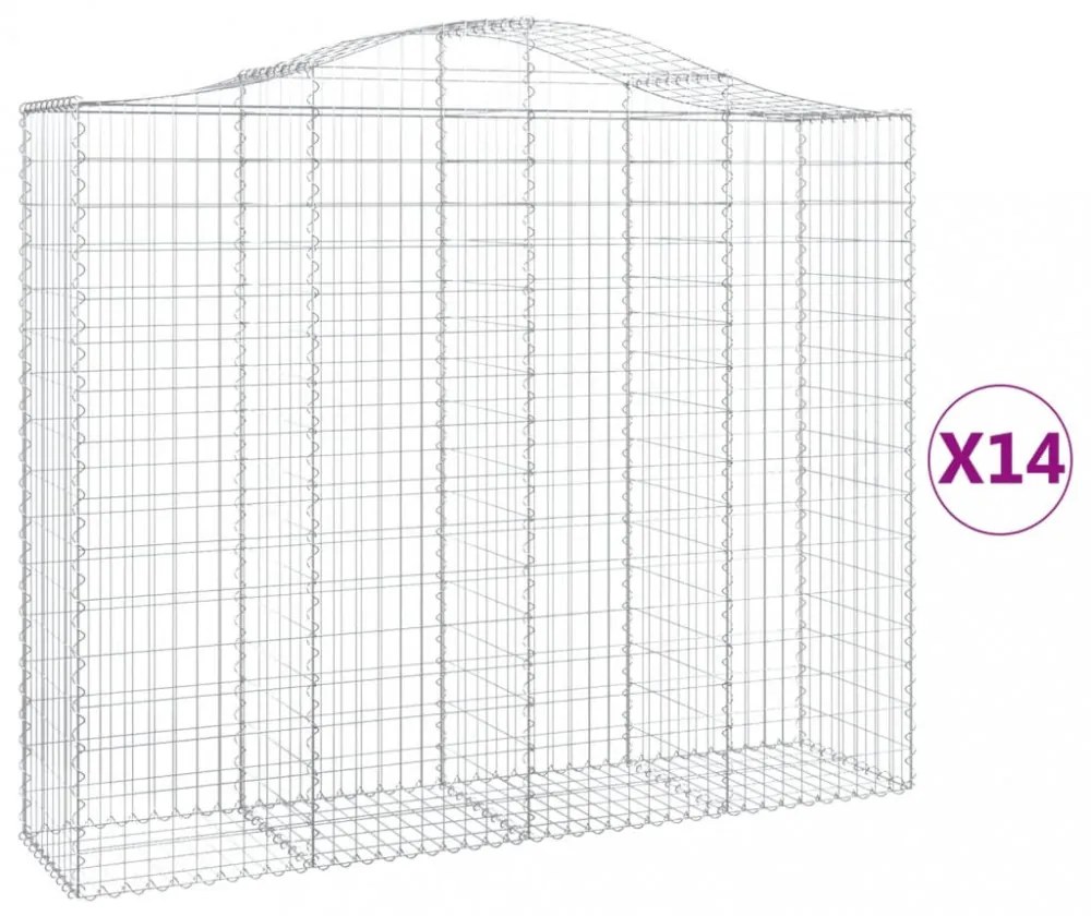 14 db íves horganyzott vas gabion kosár 200x50x160/180 cm