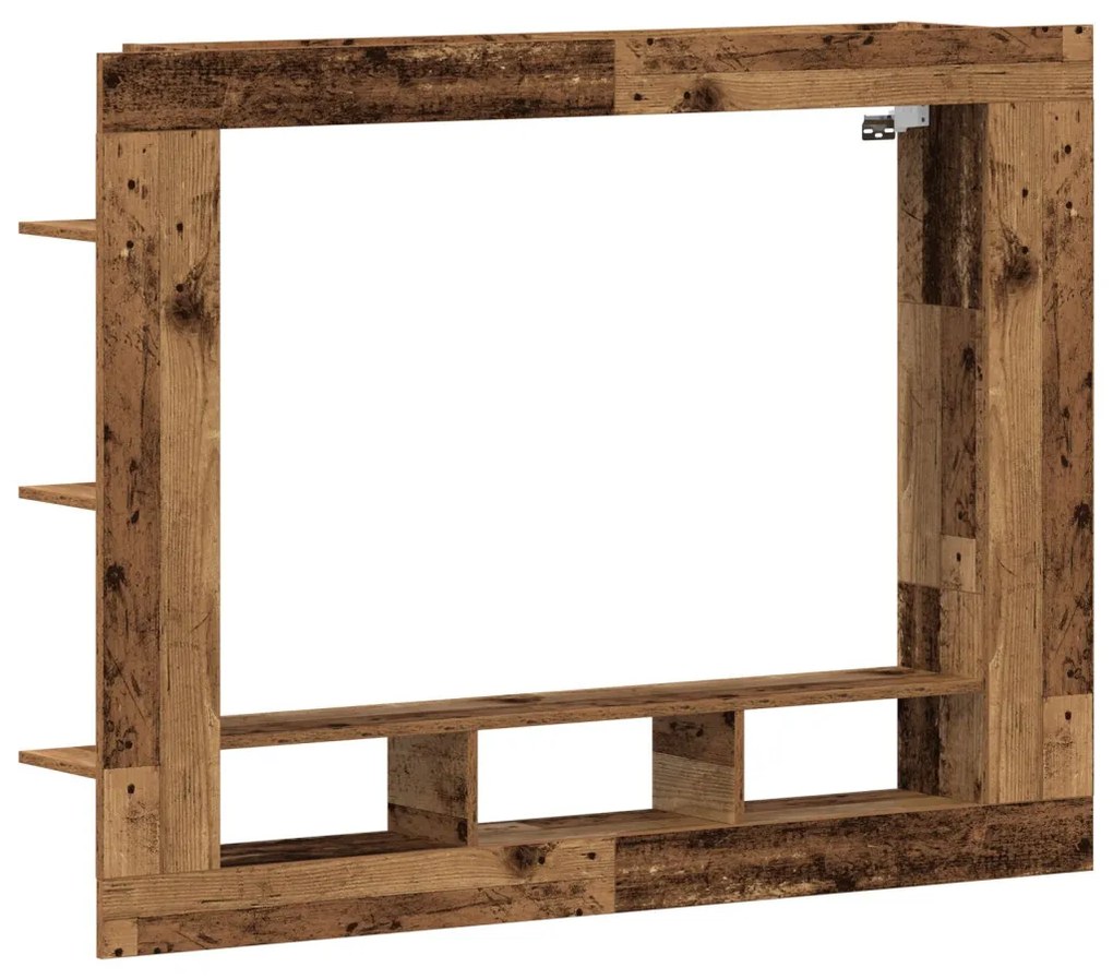 TV szekrény fali elhelyezés, régi fa 152x22x113 cm
