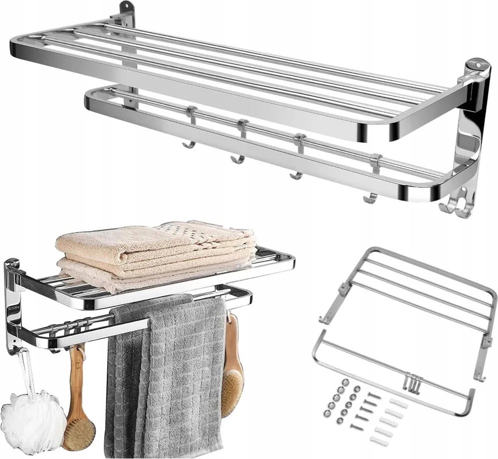 Fali Törölközőtartó Fürdőszoba Polc Akasztós Összecsukható Loft Akasztók