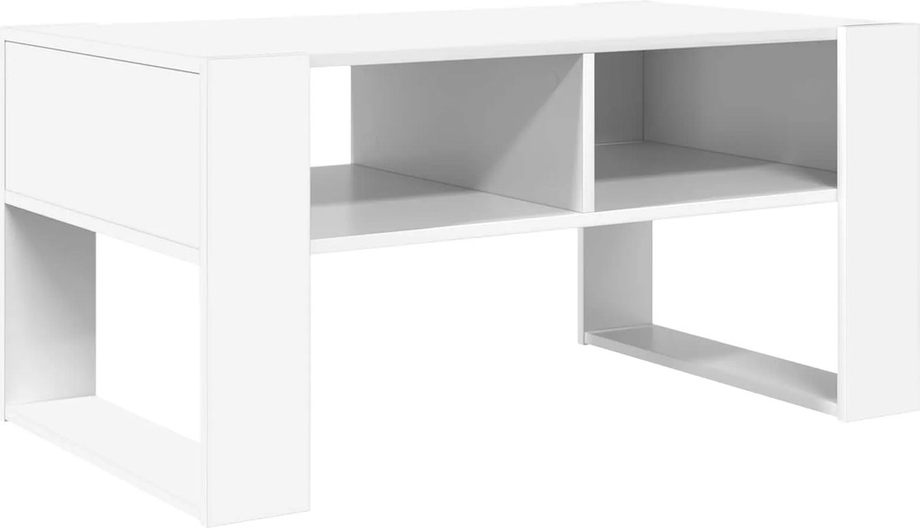 vidaXL Dohányzóasztal tárolóval Fehér 92 x 53 x 45 cm Faanyag