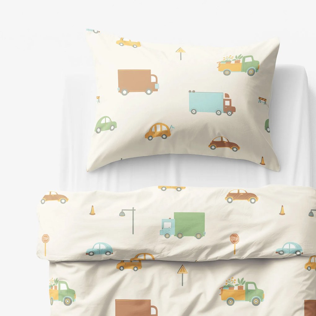 Goldea gyermek pamut ágyneműhuzat - az autók világa 140 x 200 és 70 x 90 cm