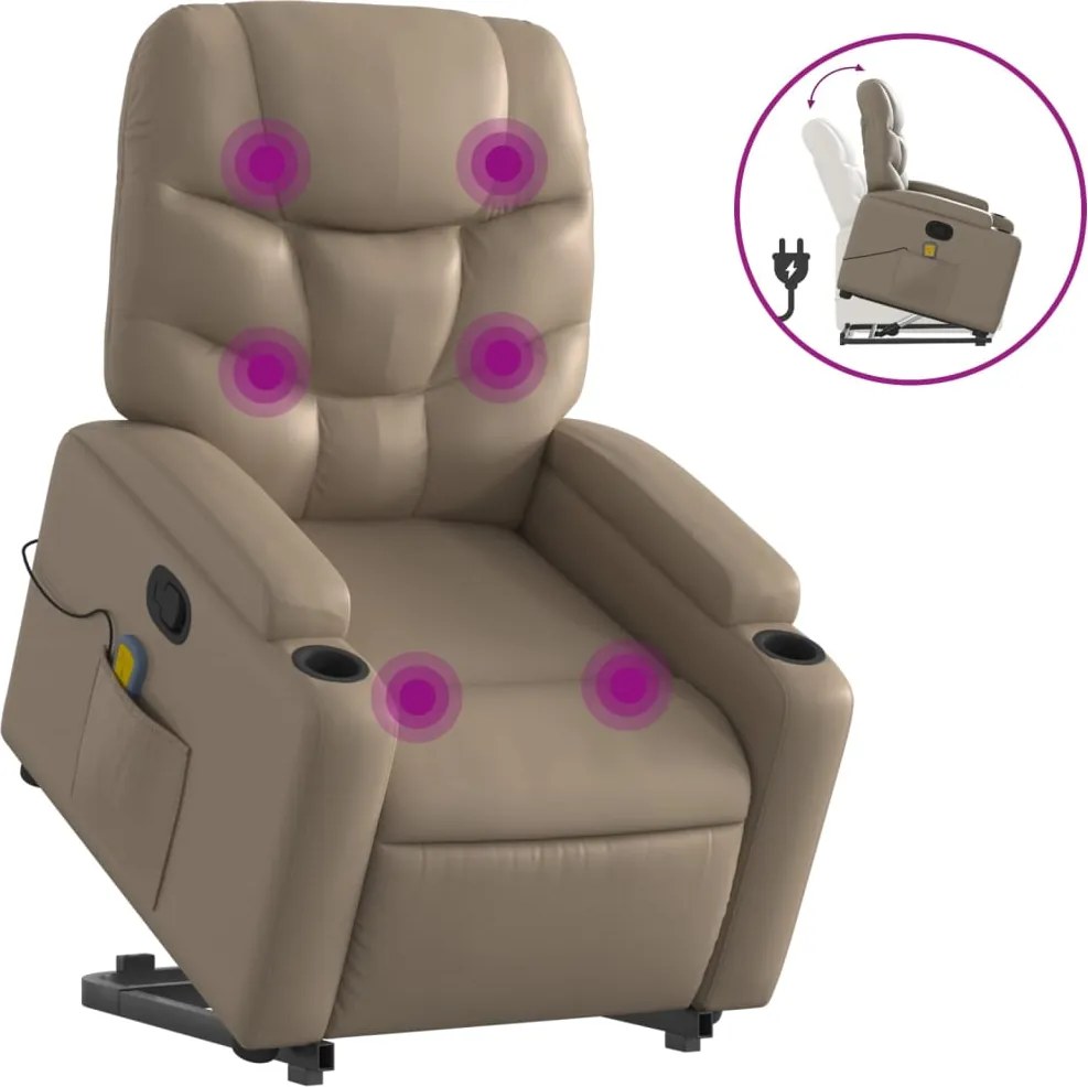 vidaXL cappuccino műbőr dönthető masszázs- és állófotel