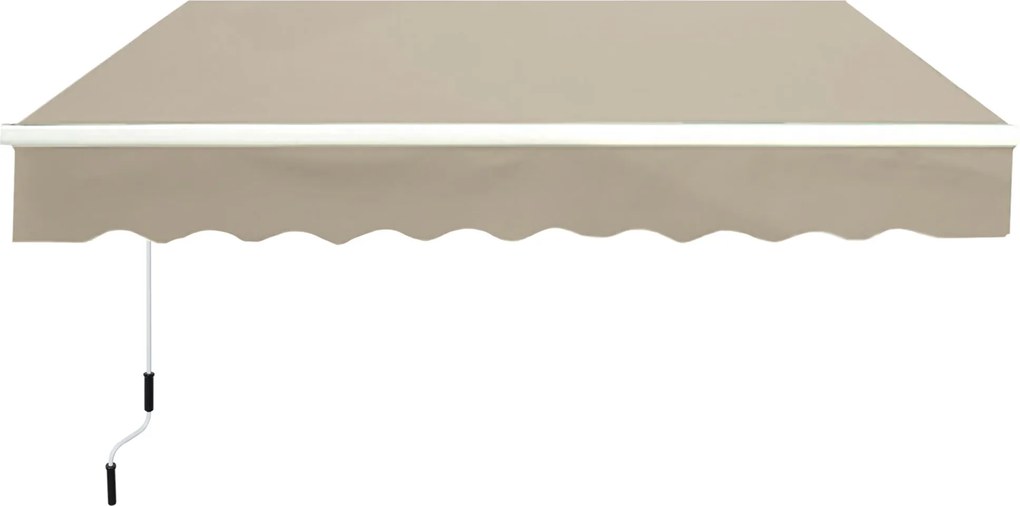 Outsunny Középső Karos Napernyő Állítható Rögzítésű Terasz Napernyő 3,95 x 3m Napvédelem Kezelő Karral, Erkély Napernyő, Bézs | Aosom