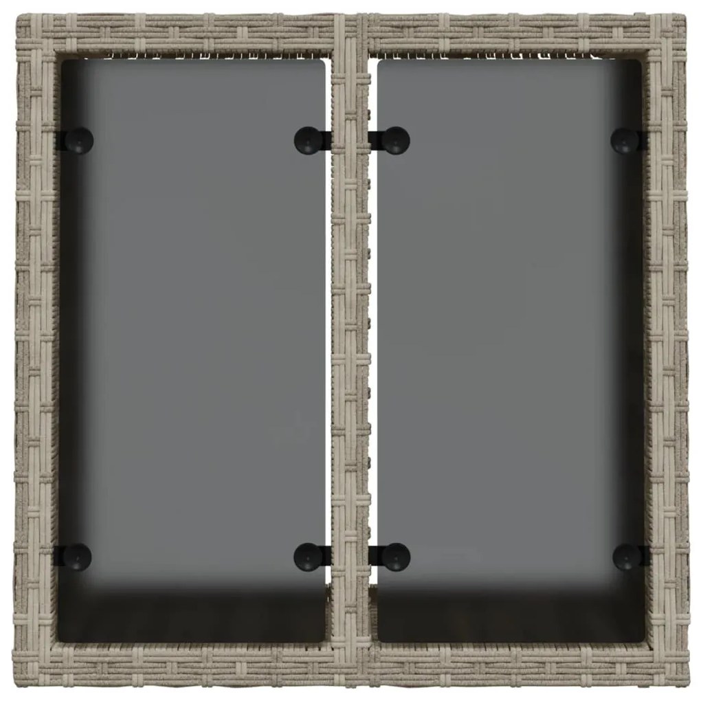világosszürke polyrattan üveglapos kerti asztal 55x55x37 cm