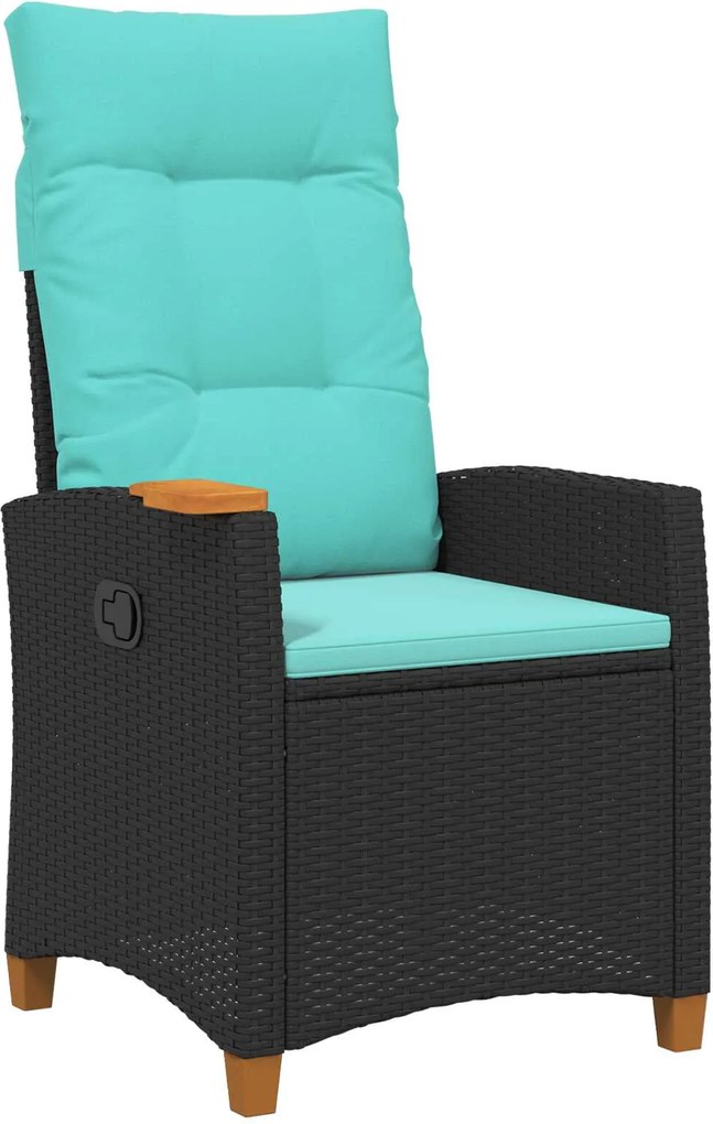 vidaXL Dönthető szék tea tállal párnával 62 x 64 x 112 cm polirattan