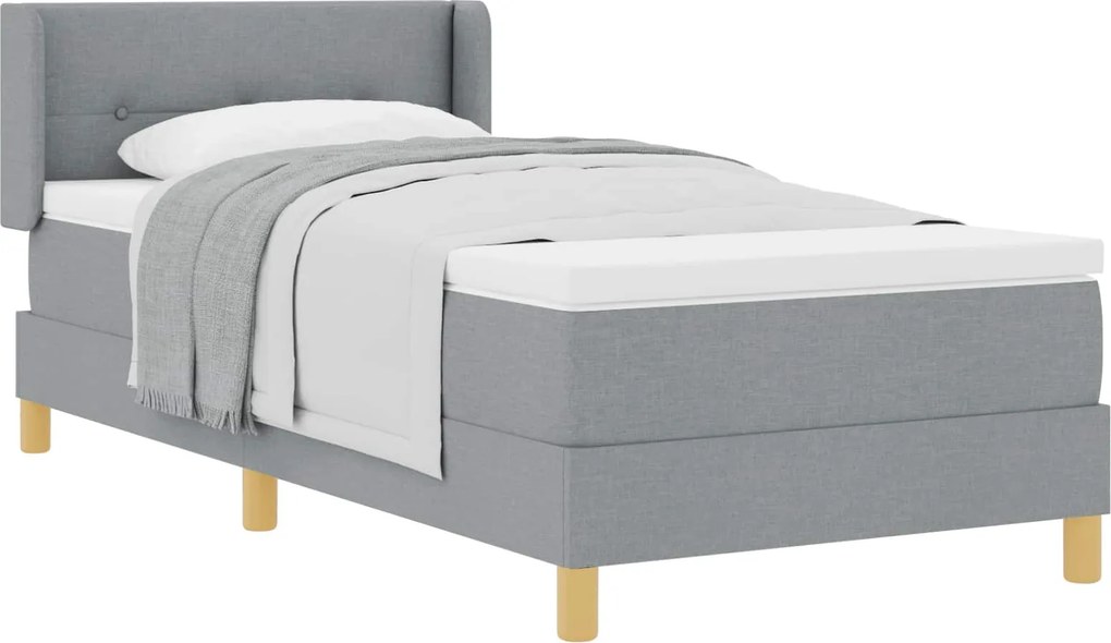 vidaXL Boxrugós ágy matracmal Világosszürke 200 x 100 cm Poliészter