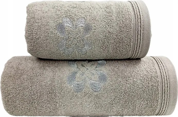 Novella törölköző elegáns hímzéssel 70x130 acél