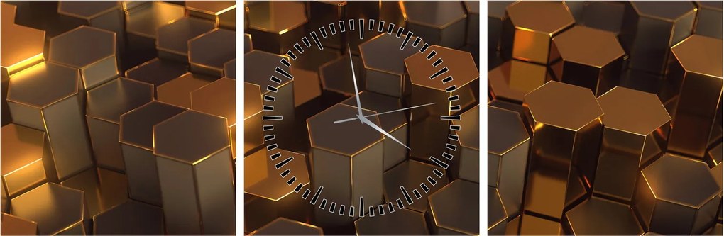 Kép - bronz hatszögek (órával) (90x30 cm)