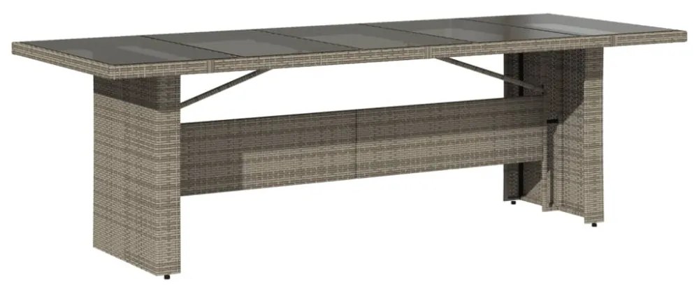 szürke polyrattan üveglapos kerti asztal 240 x 90 x 75 cm