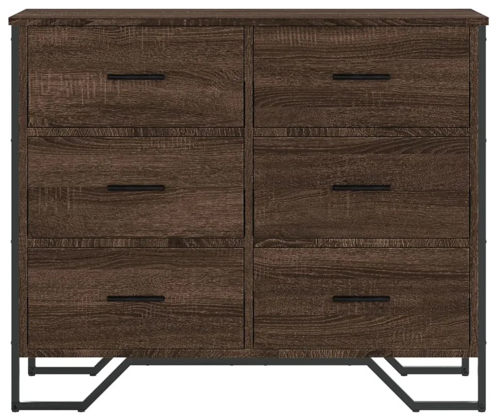 barna tölgy színű szerelt fa komód 91 x 35,5 x 74,5 cm