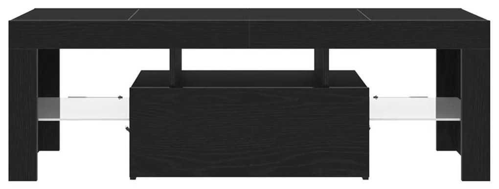 TV szekrény LED fénnyel, fekete tölgy színben, 120x35x40 cm