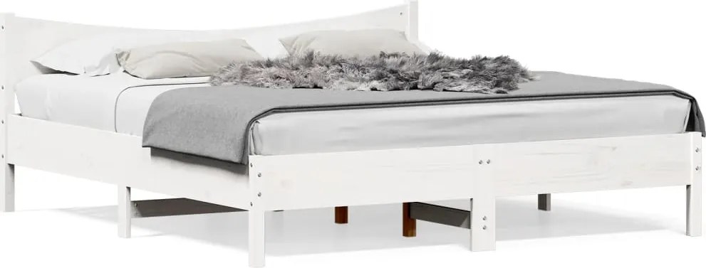 vidaXL fehér tömör fenyőfa ágy matrac nélkül 180 x 200 cm