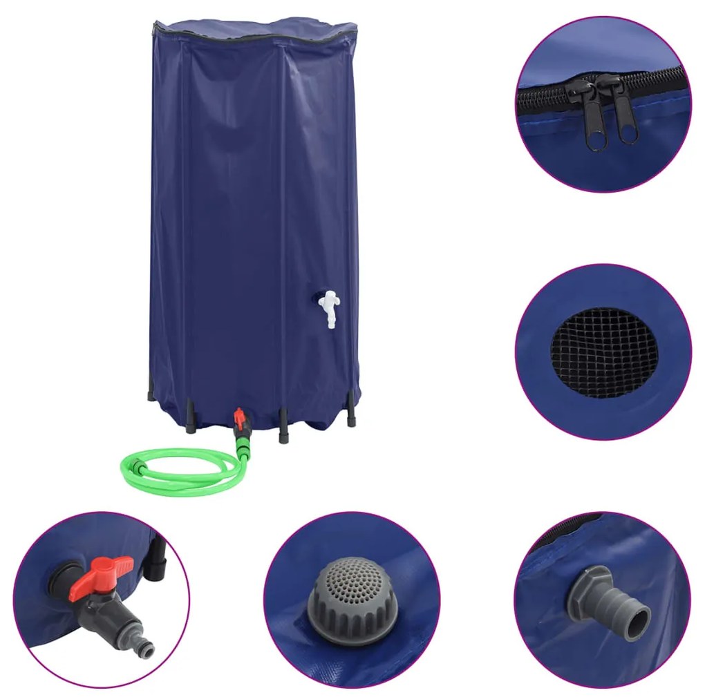 összecsukható PVC víztartály csappal 250 L