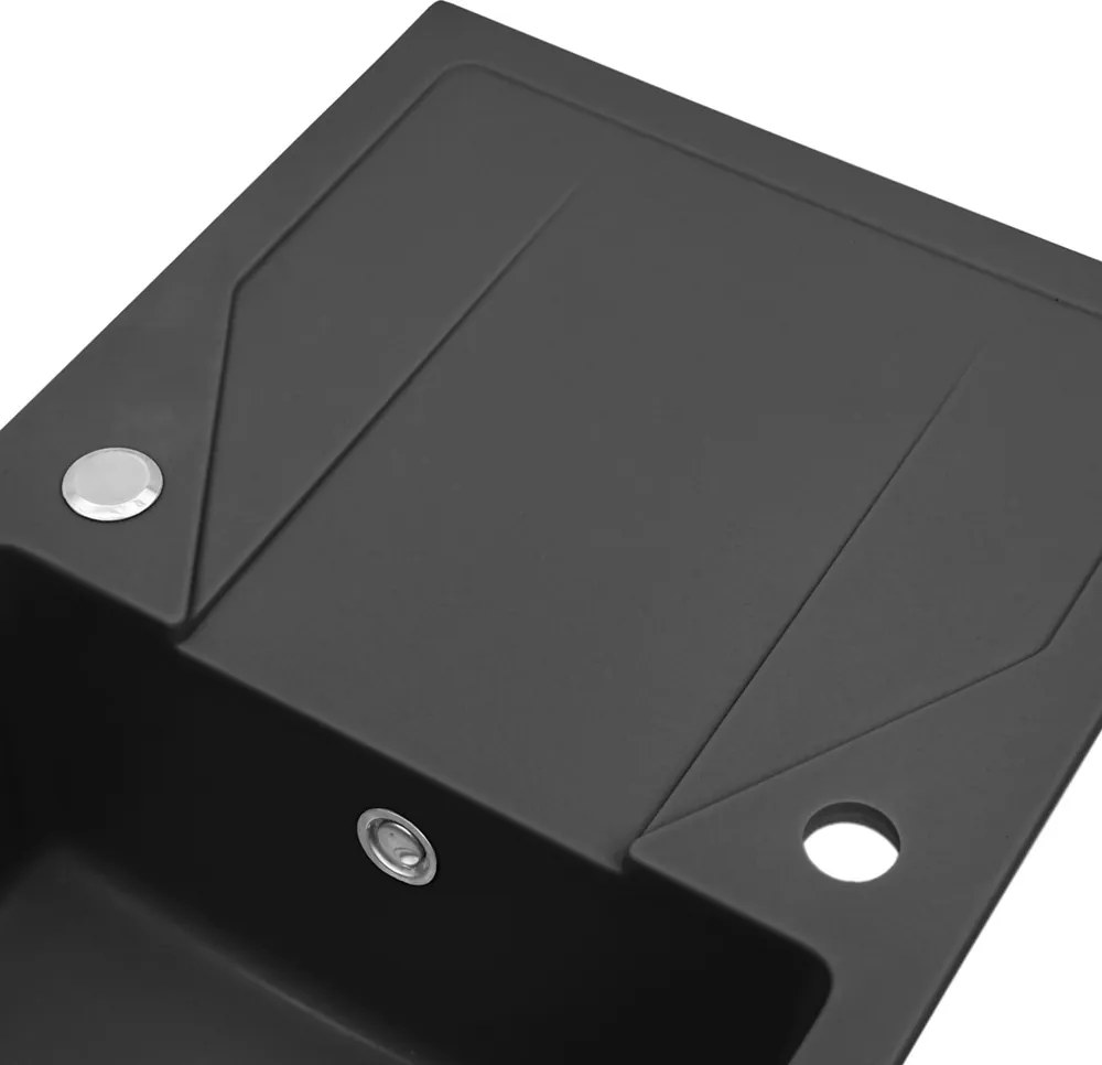 Gori szögletes egy medence + csepegtető gránit mosogató fekete