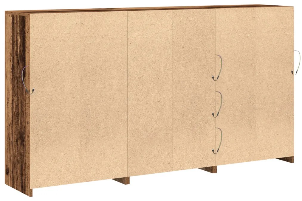 LED világítással ellátott oldal szekrény Öreg fa 202x37x100 cm