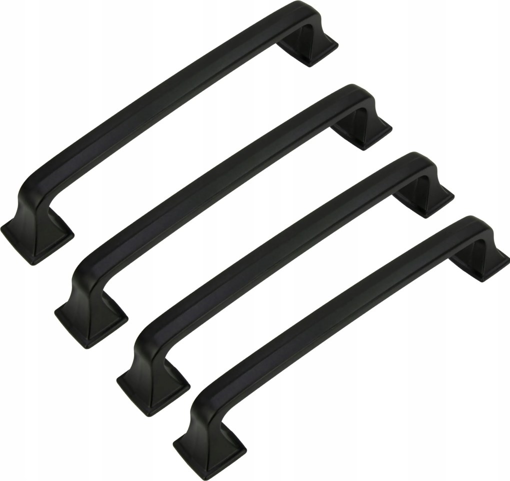 4 x Bútorfogantyú fekete 128 mm fém konyhabútor tartó