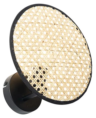 Rusztikus fali lámpa fekete rattannal 25 cm - Kata