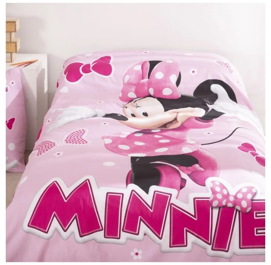 Disney Minnie Pink Polka Bow ágyneműhuzat 140×200cm, 65x65 cm
